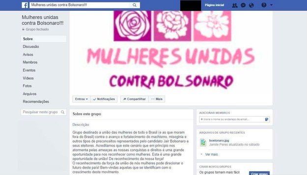 Grupo 'Mulheres contra Bolsonaro' fica fora do ar
