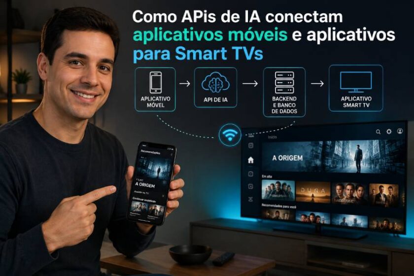 Entenda como APIs de inteligência artificial conectam aplicativos móveis e Smart TVs.