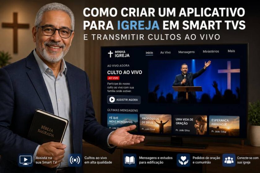 Aprenda como criar um aplicativo para igreja em Smart TVs: Samsung, LG, Roku e Android TV.