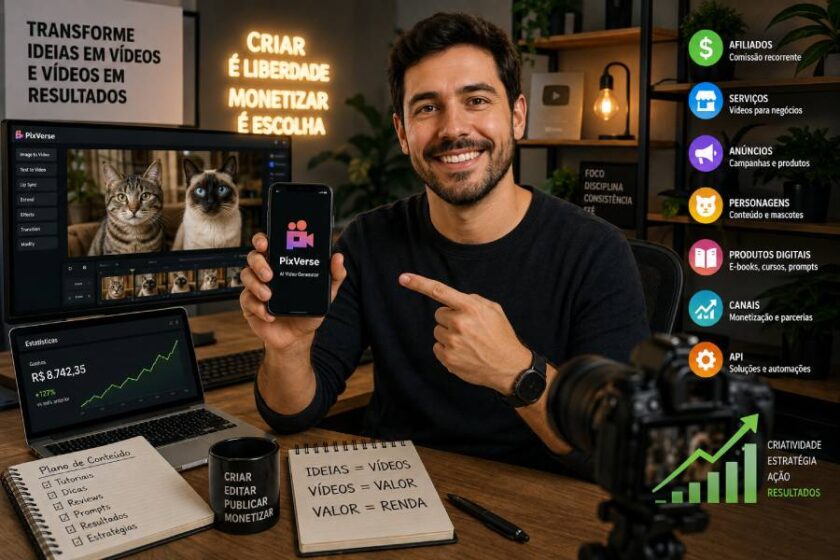 Aprenda como ganhar dinheiro com a PixVerse criando vídeos para clientes ou  como afiliado.