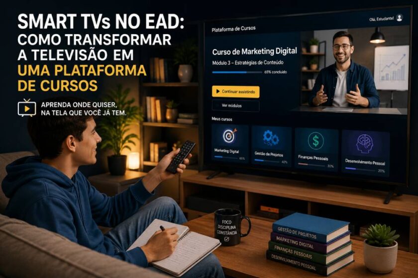 Entenda como transformar Smart TVs em plataformas de cursos EAD, com aplicativos educacionais, streaming e aulas ao vivo.