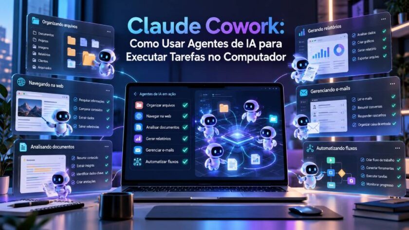 Aprenda como usar o Claude Cowork para automatizar tarefas no computador, trabalhar com arquivos, navegador, aplicativos e agentes de IA.