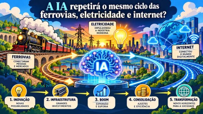 A IA repetirá o mesmo ciclo das ferrovias, eletricidade e internet?