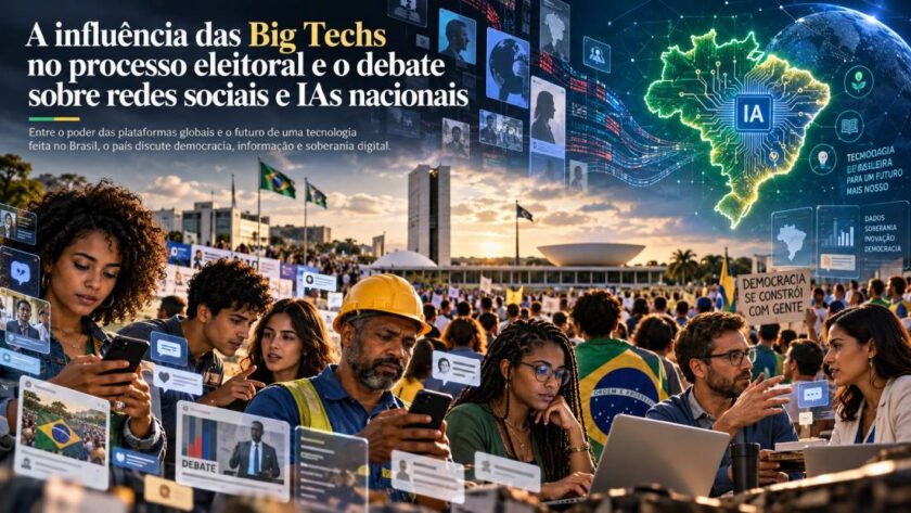 A influência das Big Techs nas eleições de 2026 e o debate sobre redes sociais, inteligência artificial brasileira e soberania digital.