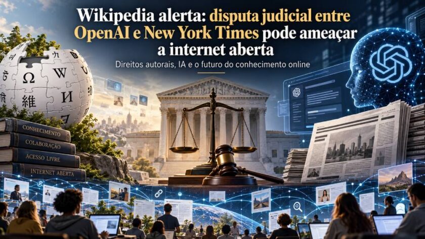 Wikipedia alerta que disputa entre OpenAI e New York Times sobre direitos autorais e IA pode ameaçar a internet aberta.