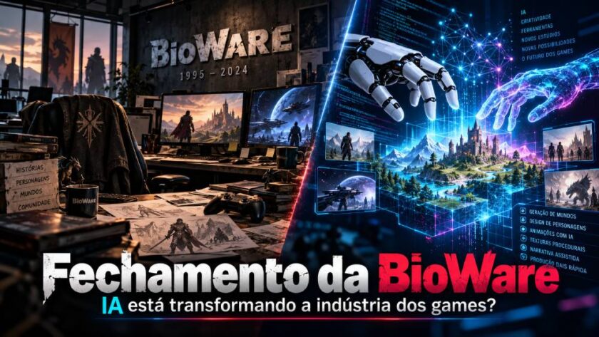 Fechamento da BioWare reacende debate sobre inteligência artificial, demissões e o futuro dos desenvolvedores na indústria dos games.